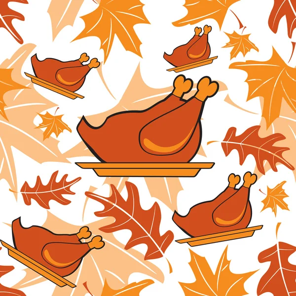 秋季无缝模式与火鸡 — 图库矢量图片