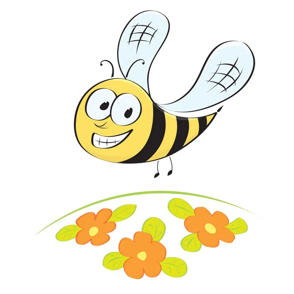 Cute pequena abelha dos desenhos animados —  Vetores de Stock