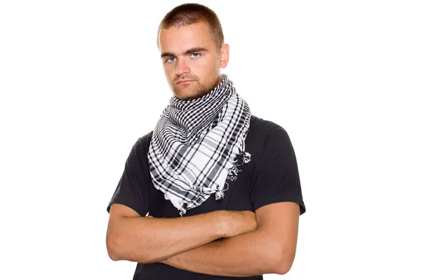 Young man in a Palestinian scarf — Stock Photo, Image