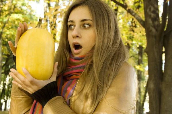 stock image Girl Holding a Pumpkin