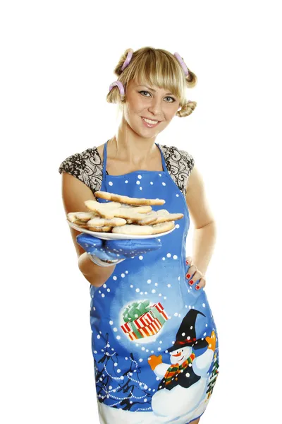 Young woman prepared cookies for Xmas Stock Image