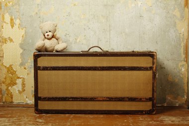 Suitcase with Teddy clipart