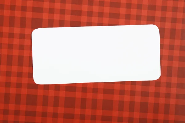 Grußkarte Mit Rotem Hintergrund Weißes Blatt Papier Auf Das Man — Stockfoto