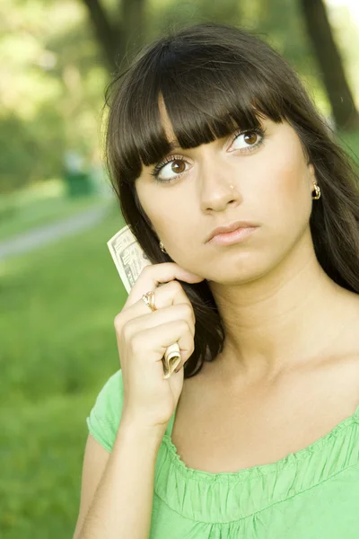 Female with cash — Stock Photo, Image