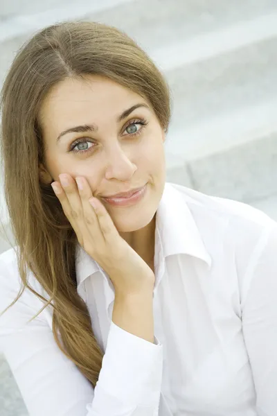 Close-up van een aantrekkelijke zakenvrouw — Stockfoto