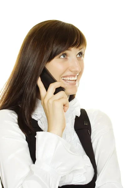 Primer plano de la mujer de negocios hablando por teléfono — Foto de Stock