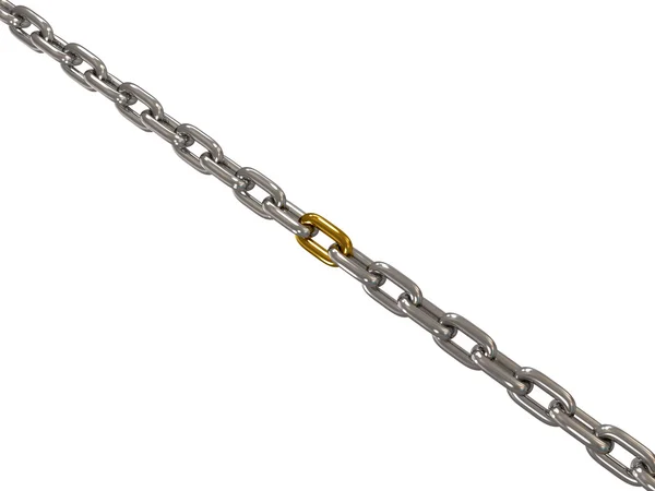 The chains connected by chain link on white — Stock Photo, Image