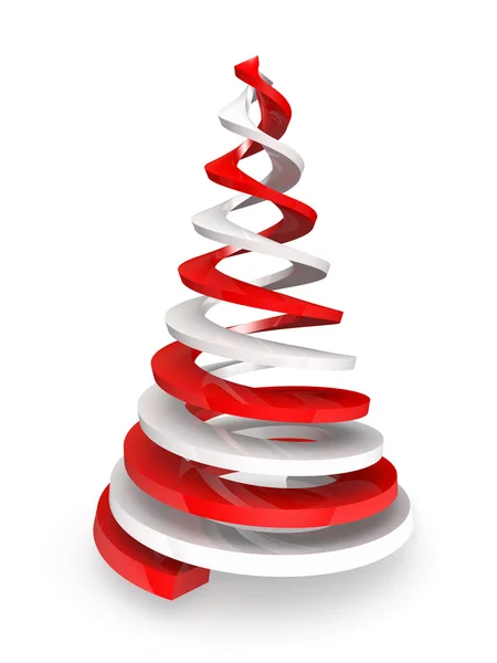 Twisted red and white spirals stylized as pine tree — Stock Photo, Image