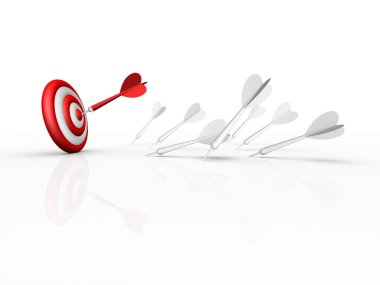Darts and target isolated on white