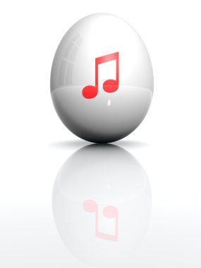 Isolated white egg with drawn musical note symbol clipart