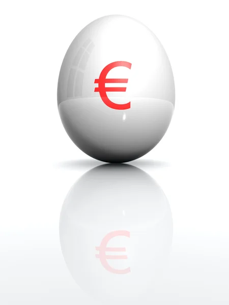 Изолированное белое яйцо с нарисованным символом евро — стоковое фото