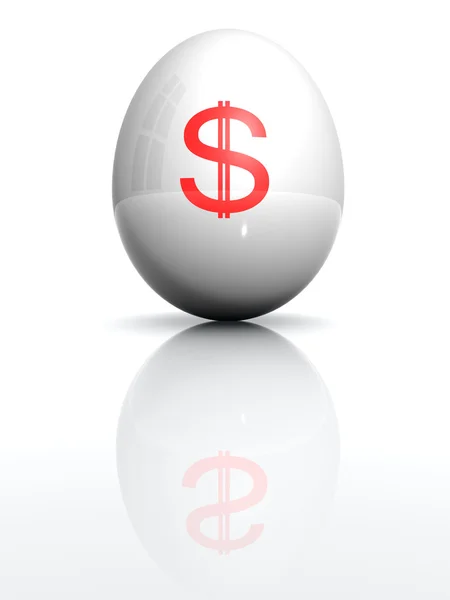 Απομονωμένες λευκά αβγά με συμένος Δολάριο χαρακτήρα — Φωτογραφία Αρχείου