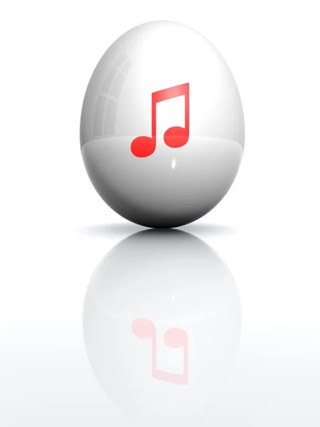Uovo bianco isolato con simbolo di nota musicale disegnata Foto Stock Royalty Free