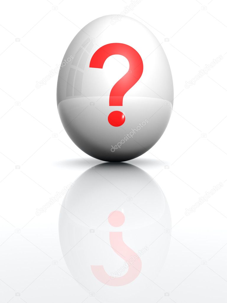 Isolated white egg with drawn query mark