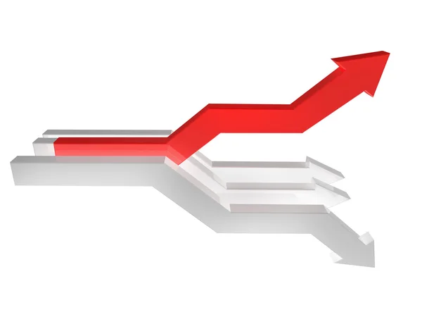 Red and white graph arrows on white — Stock Photo, Image