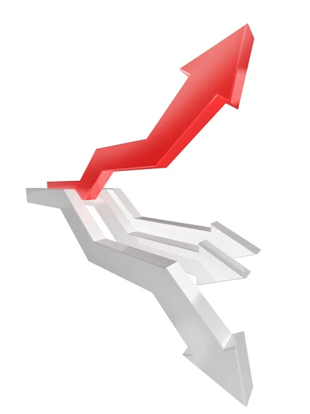 Red and white graph arrows on white — Stock Photo, Image