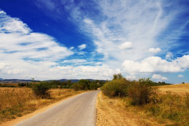 Road in the middle of a rural area clipart