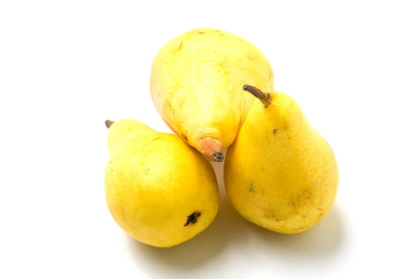 stock image Yellow ripe juicy pears on white background