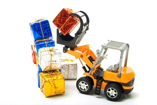 stock image Model toy trucks shifted gifts