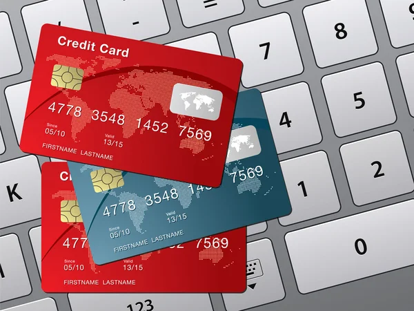 Cartão de crédito e teclado do computador — Vetor de Stock