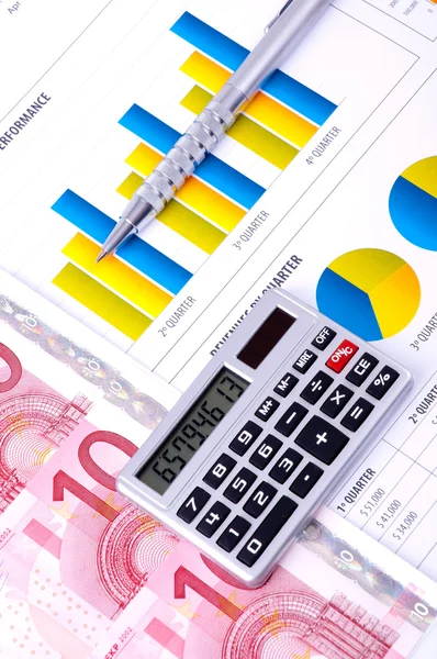Financial Analysis Charts Progreso Industry European Currency — Stock Photo, Image