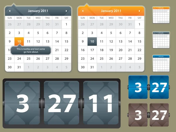 Kalender voor web inferface — Stockvector