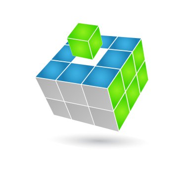 Cube puzzle in vector with 3d effect clipart