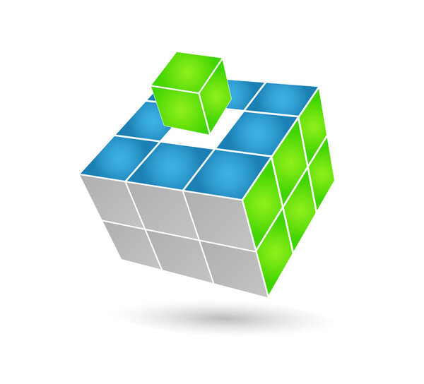 Cube puzzle in vector with 3d effect
