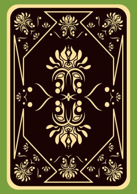 The turned playing card on a green background. clipart