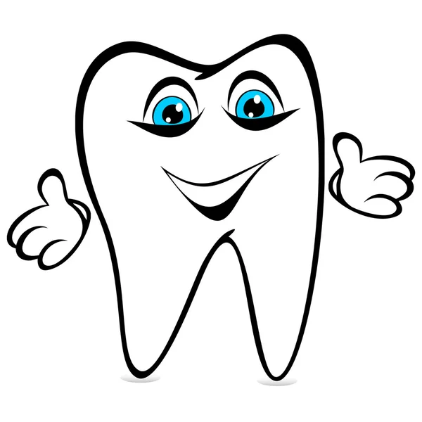 Diş Beyaz Bir Arka Plan Üzerinde Eğlenceli Diş Saçma Eller — Stok Vektör