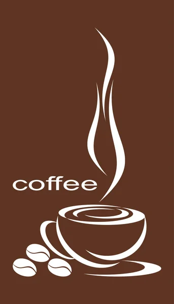 Kahve Taneleri Yakın Kahve Bardağı Kahve Rengi Karşı Bir Kompozisyon — Stok Vektör