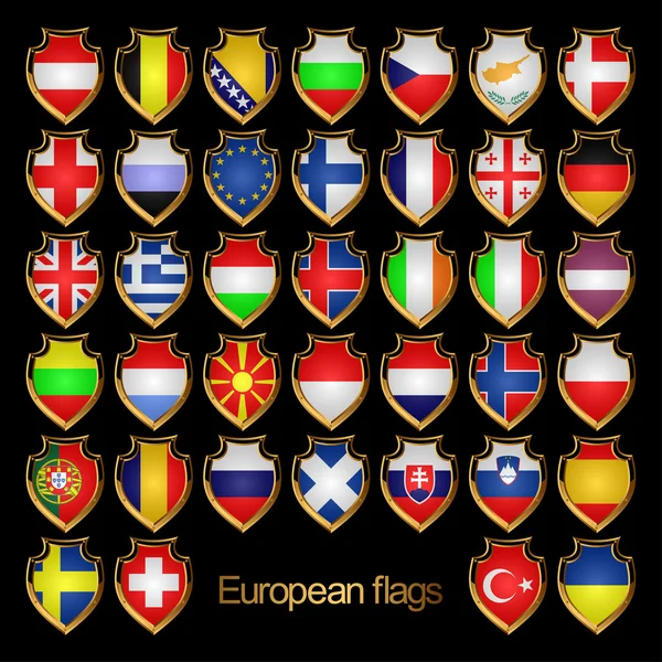 Europeiska flaggor-emblem. — Stock vektor