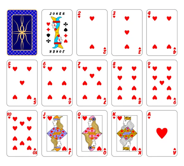 Cartas jugando. Corazones . — Archivo Imágenes Vectoriales