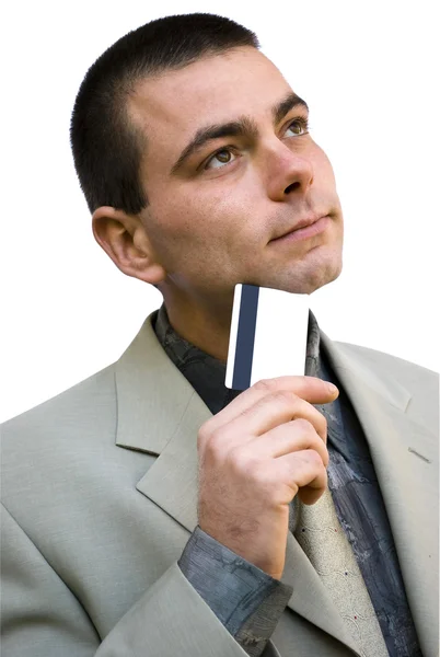 Forretning mand med kreditkort - Stock-foto