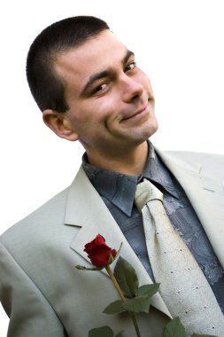 Romantic man with rose clipart