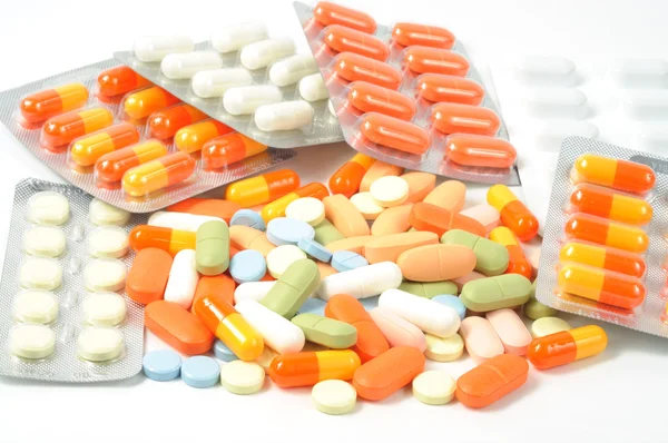 Packs colorful pills — Stock Photo, Image
