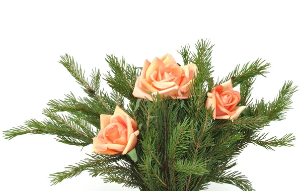 Weihnachtsbaum mit Rosen — Stockfoto