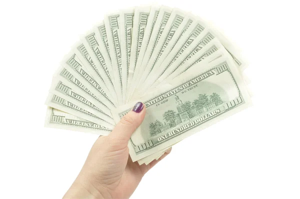 Dollars in a hand , clipping path — Stock Photo, Image