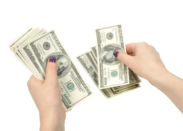 Dollars counting , clipping path — Stock Photo, Image