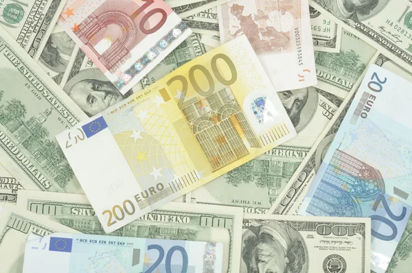 Dollar och euro — Stockfoto