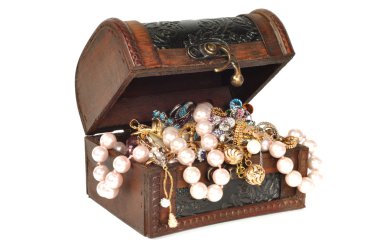 Treasure chest with jewelry clipart