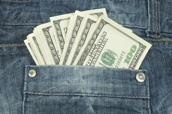 Dólares en un bolsillo —  Fotos de Stock