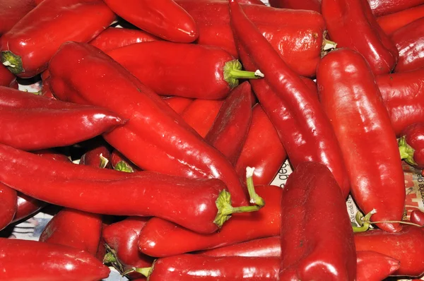 Beaucoup Piments Rouges Frais Gros Plan — Photo