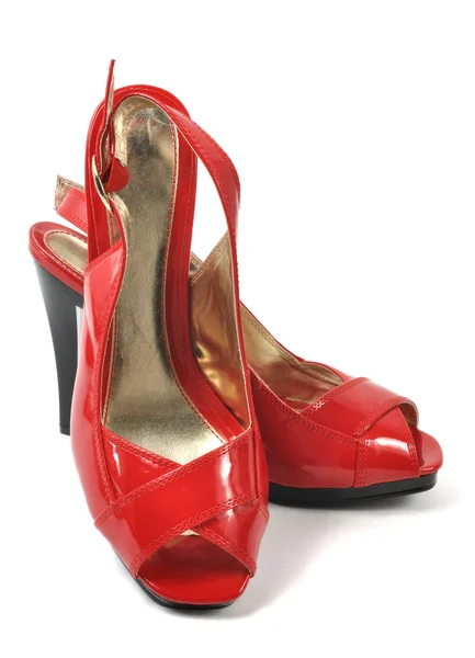 Beyaz Zemin Üzerine Kırmızı Kadın Ayakkabı — Stok fotoğraf