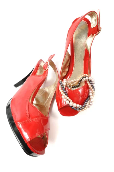 Kvinna röd sko — Stockfoto