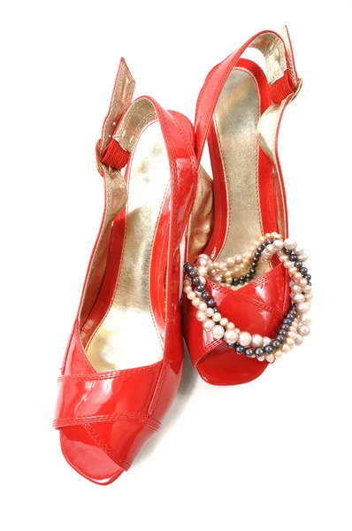 Frau roten Schuh — Stockfoto
