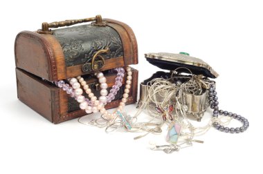 Treasure chests with jewelry clipart