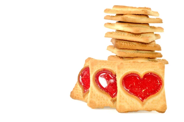 Kırmızı kalp kurabiye — Stok fotoğraf