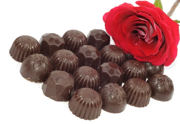 Rose und Schokolade — Stockfoto