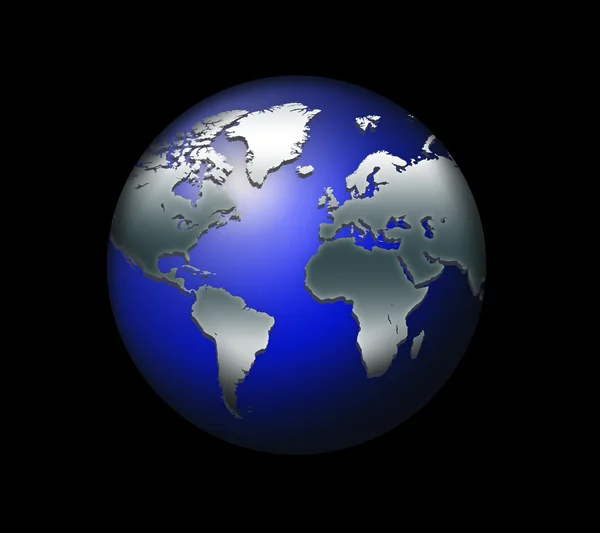 A shiny blue globe against black background — Stock Photo, Image